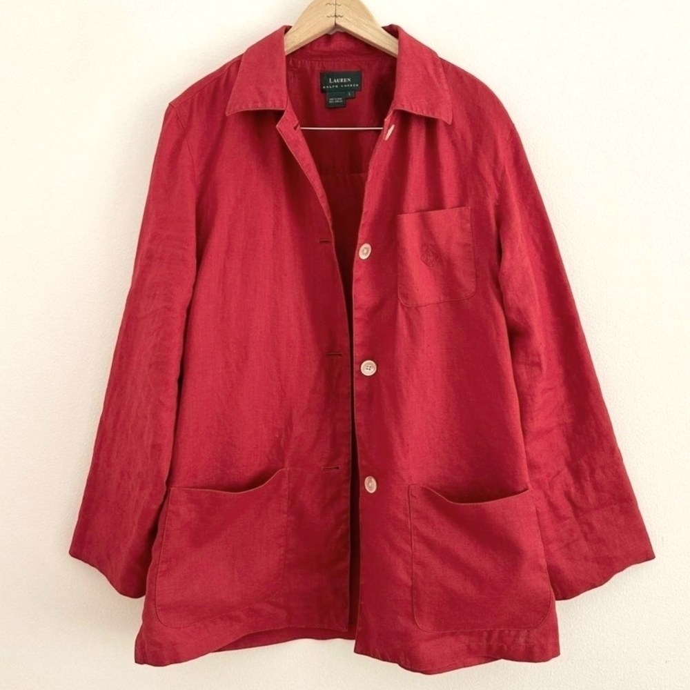 Lauren Ralph Lauren Vintage Rusty Red Sports Coat/Blazer 100% Linen Luxe Sz.L